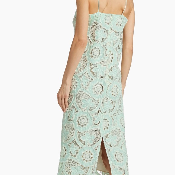 Hunter Bell Carrie Crocheted Sheath Mint Green Lace Midi Dress New - Picture 3 of 5
